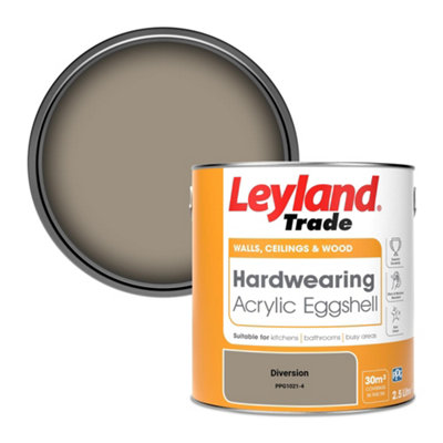B&Q -  Hardwearing Acrylic Eggshell Emulsion Paint Diversion (Ppg1021-4) 2.5L
