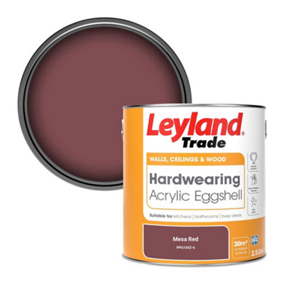 B&Q -  Hardwearing Acrylic Eggshell Emulsion Paint Mesa Red (Ppg1052-6) 2.5L