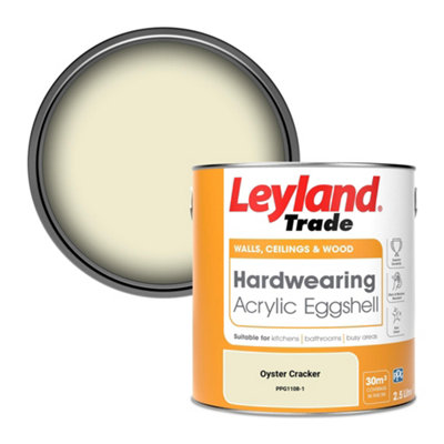 B&Q -  Hardwearing Acrylic Eggshell Emulsion Paint Oyster Cracker (Ppg1108-1) 2.5L