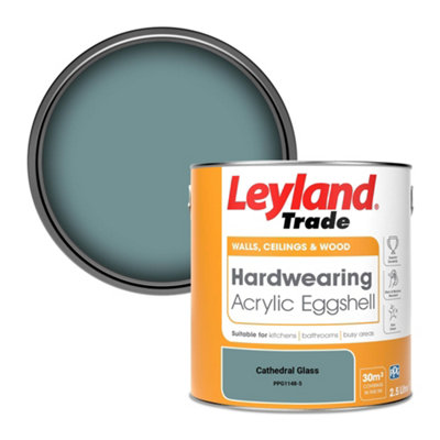 Leyland Trade Hardwearing Acrylic Eggshell Emulsion Paint Cathedral Glass (Ppg1148-5) 2.5L from B&Q
