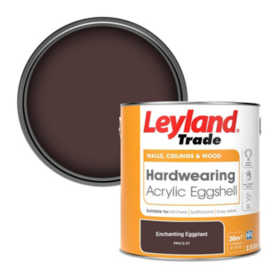 Leyland Trade Hardwearing Acrylic Eggshell Emulsion Paint Enchanting Eggplant (Ppg13-07) 2.5L from B&Q