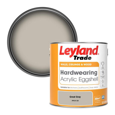 Leyland Trade Hardwearing Acrylic Eggshell Emulsion Paint Great Gray (Ppg15-28) 2.5L from B&Q