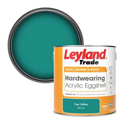 Leyland Trade Hardwearing Acrylic Eggshell Emulsion Paint Teal Taffeta (Ppg17-32) 2.5L from B&Q