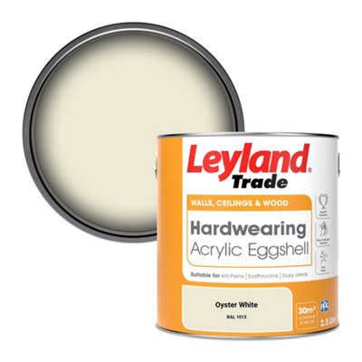 Leyland Trade Hardwearing Acrylic Eggshell Emulsion Paint Oyster White (Ral 1013) 2.5L from B&Q