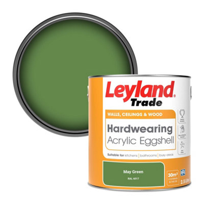 Leyland Trade Hardwearing Acrylic Eggshell Emulsion Paint May Green (Ral 6017) 2.5L from B&Q