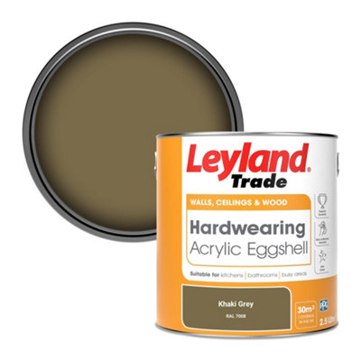 Leyland Trade Hardwearing Acrylic Eggshell Emulsion Paint Khaki Grey (Ral 7008) 2.5L from B&Q