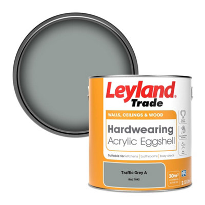 Leyland Trade Hardwearing Acrylic Eggshell Emulsion Paint Traffic Grey A (Ral 7042) 2.5L from B&Q