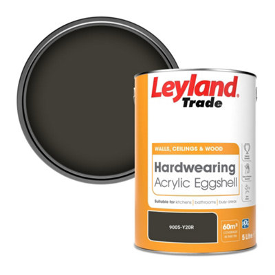 Leyland Trade Hardwearing Acrylic Eggshell Emulsion Paint (9005-Y20R) 5L from B&Q