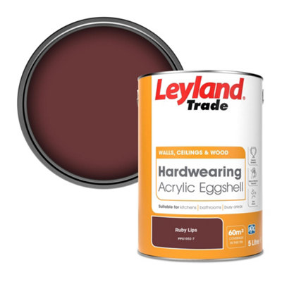 B&Q -  Hardwearing Acrylic Eggshell Emulsion Paint Ruby Lips (Ppg1052-7) 5L