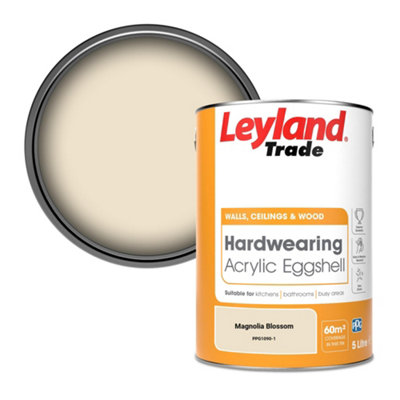 Leyland Trade Hardwearing Acrylic Eggshell Emulsion Paint Magnolia Blossom (Ppg1090-1) 5L from B&Q