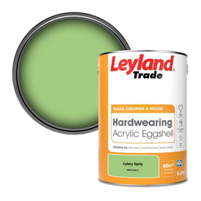 Leyland Trade Hardwearing Acrylic Eggshell Emulsion Paint Celery Sprig (Ppg1224-6) 5L from B&Q