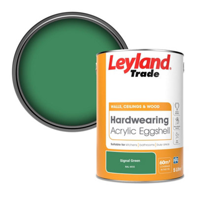 Leyland Trade Hardwearing Acrylic Eggshell Emulsion Paint Signal Green (Ral 6032) 5L from B&Q