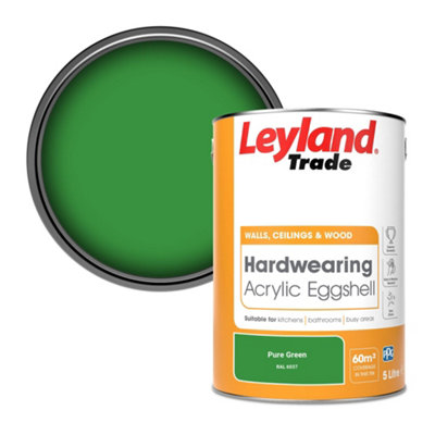 Leyland Trade Hardwearing Acrylic Eggshell Emulsion Paint Pure Green (Ral 6037) 5L from B&Q
