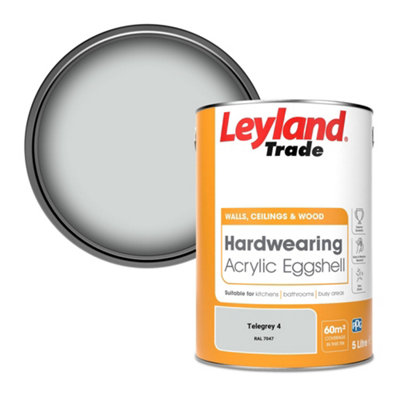 Leyland Trade Hardwearing Acrylic Eggshell Emulsion Paint Telegrey 4 (Ral 7047) 5L from B&Q