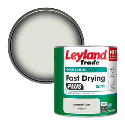 B&Q -  Wood & Metal Fast Drying Plus Satin Paint Mountain Gray (Ppg1021-1) 2.5L