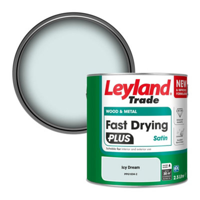 Leyland Trade Wood & Metal Fast Drying Plus Satin Paint Icy Dream (Ppg1034-2) 2.5L from B&Q
