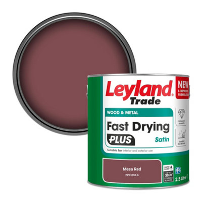B&Q -  Wood & Metal Fast Drying Plus Satin Paint Mesa Red (Ppg1052-6) 2.5L