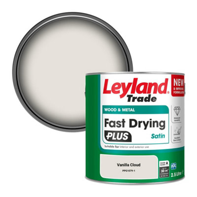 Leyland Trade Wood & Metal Fast Drying Plus Satin Paint Vanilla Cloud (Ppg1079-1) 2.5L from B&Q