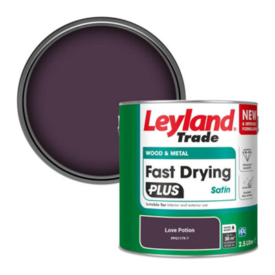 Leyland Trade Wood & Metal Fast Drying Plus Satin Paint Love Potion (Ppg1179-7) 2.5L from B&Q