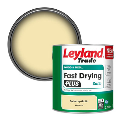 Leyland Trade Wood & Metal Fast Drying Plus Satin Paint Buttercup Grotto (Ppg1211-3) 2.5L from B&Q