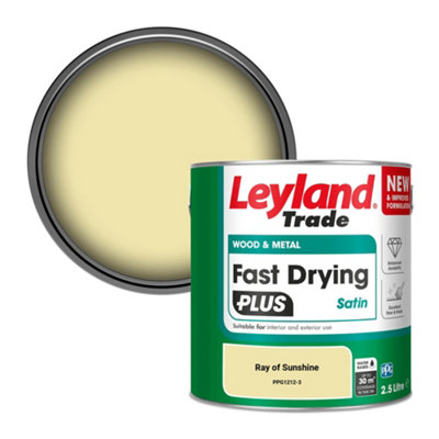Leyland Trade Wood & Metal Fast Drying Plus Satin Paint Ray Of Sunshine (Ppg1212-3) 2.5L from B&Q