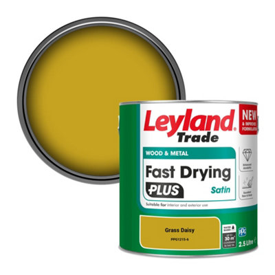 Leyland Trade Wood & Metal Fast Drying Plus Satin Paint Grass Daisy (Ppg1215-6) 2.5L from B&Q