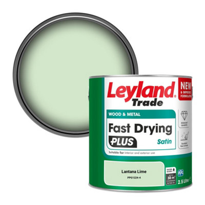 Leyland Trade Wood & Metal Fast Drying Plus Satin Paint Lantana Lime (Ppg1224-4) 2.5L from B&Q