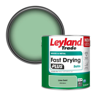 Leyland Trade Wood & Metal Fast Drying Plus Satin Paint Lime Swirl (Ppg1226-4) 2.5L from B&Q