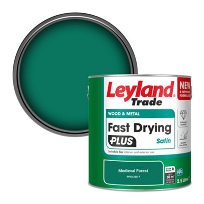Leyland Trade Wood & Metal Fast Drying Plus Satin Paint Medieval Forest (Ppg1230-7) 2.5L from B&Q