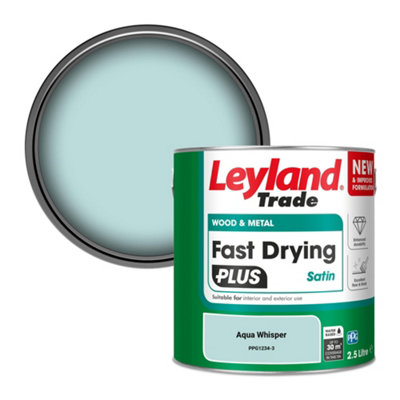 Leyland Trade Wood & Metal Fast Drying Plus Satin Paint Aqua Whisper (Ppg1234-3) 2.5L from B&Q