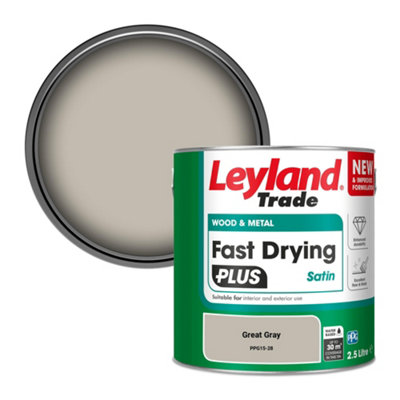 Leyland Trade Wood & Metal Fast Drying Plus Satin Paint Great Gray (Ppg15-28) 2.5L from B&Q