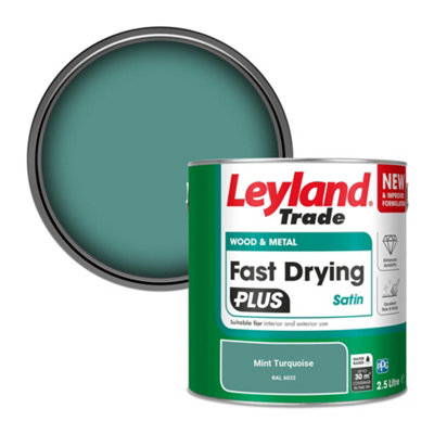 Leyland Trade Wood & Metal Fast Drying Plus Satin Paint Mint Turquoise (Ral 6033) 2.5L from B&Q