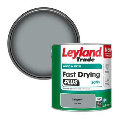Leyland Trade Wood & Metal Fast Drying Plus Satin Paint Telegrey 1 (Ral 7045) 2.5L from B&Q