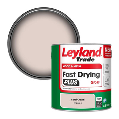 Leyland Trade Wood & Metal Fast Drying Plus Gloss Paint Coral Cream (Ppg1062-2) 2.5L from B&Q