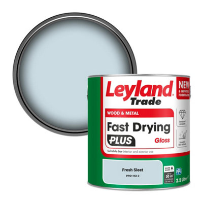 B&Q -  Wood & Metal Fast Drying Plus Gloss Paint Fresh Sleet (Ppg1152-2) 2.5L