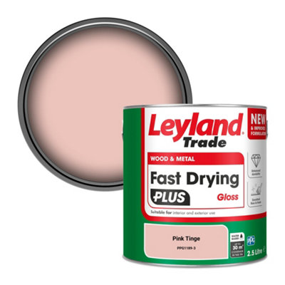 B&Q -  Wood & Metal Fast Drying Plus Gloss Paint Pink Tinge (Ppg1189-3) 2.5L