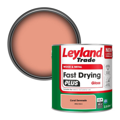 Leyland Trade Wood & Metal Fast Drying Plus Gloss Paint Coral Serenade (Ppg1193-5) 2.5L from B&Q
