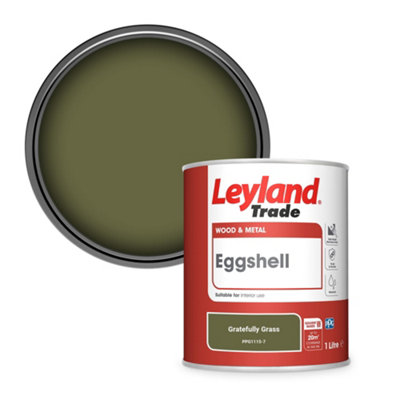 Leyland Trade Wood & Metal Eggshell Paint Gratefully Grass (Ppg1115-7) 1L from B&Q