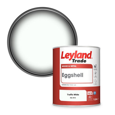 Leyland Trade Wood & Metal Eggshell Paint Traffic White (Ral 9016) 1L from B&Q