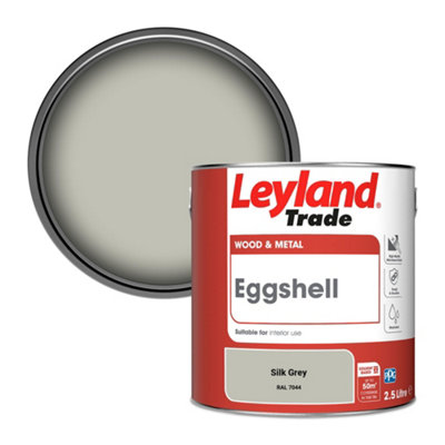 Leyland Trade Wood & Metal Eggshell Paint Silk Grey (Ral 7044) 2.5L from B&Q