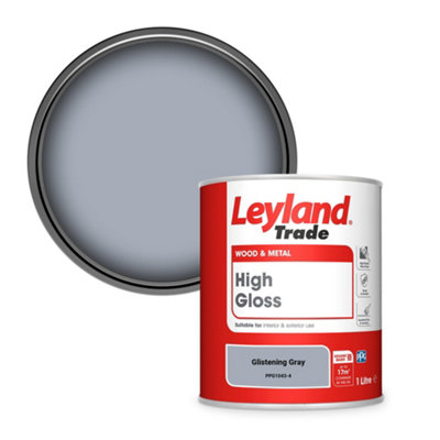 B&Q -  Wood & Metal High Gloss Paint Glistening Gray (Ppg1043-4) 1L
