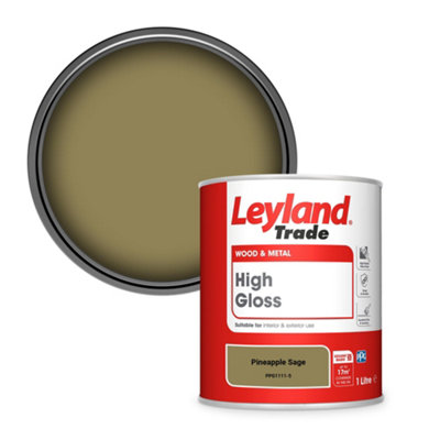 Leyland Trade Wood & Metal High Gloss Paint Pineapple Sage (Ppg1111-5) 1L from B&Q