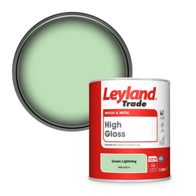 Leyland Trade Wood & Metal High Gloss Paint Green Lightning (Ppg1225-4) 1L from B&Q