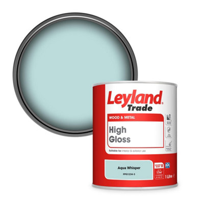 Leyland Trade Wood & Metal High Gloss Paint Aqua Whisper (Ppg1234-3) 1L from B&Q