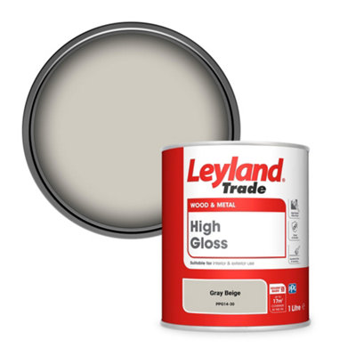 Leyland Trade Wood & Metal High Gloss Paint Gray Beige (Ppg14-30) 1L from B&Q