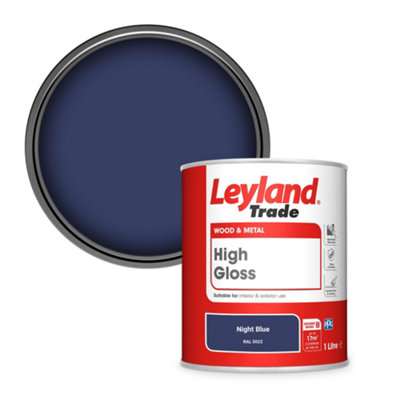 Leyland Trade Wood & Metal High Gloss Paint Night Blue (Ral 5022) 1L from B&Q