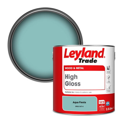 Leyland Trade Wood & Metal High Gloss Paint Aqua Fiesta (Ppg1147-4) 2.5L from B&Q