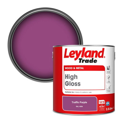 Leyland Trade Wood & Metal High Gloss Paint Traffic Purple (Ral 4006) 2.5L from B&Q