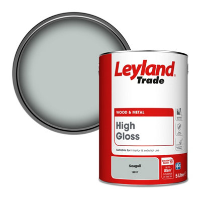 Leyland Trade Wood & Metal High Gloss Paint Seagull (18B17) 5L from B&Q