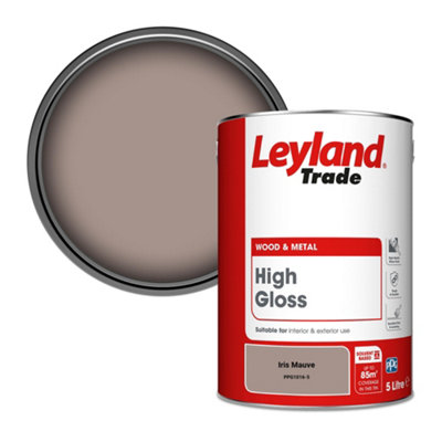 B&Q -  Wood & Metal High Gloss Paint Iris Mauve (Ppg1016-5) 5L